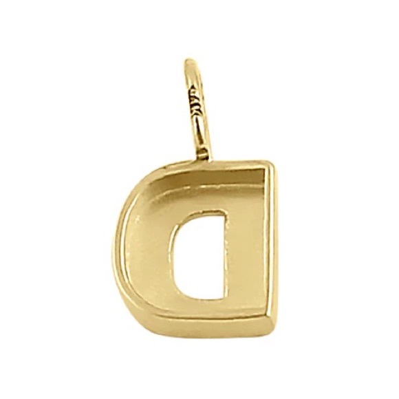 14K Solid Gold Letter D Initial Pendant - Picture 2 of 5